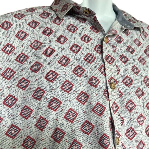 Mens Ted Baker Cotton Geometric Print Casual Happy Button Down Shirt - Sz 6 (L) - Picture 2 of 3